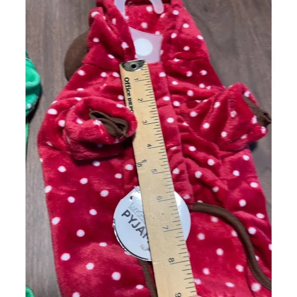 Santa & Reindeer Polka Dot Dog Pajamas 2-Pack Small Adorable Holiday Pet Outfit